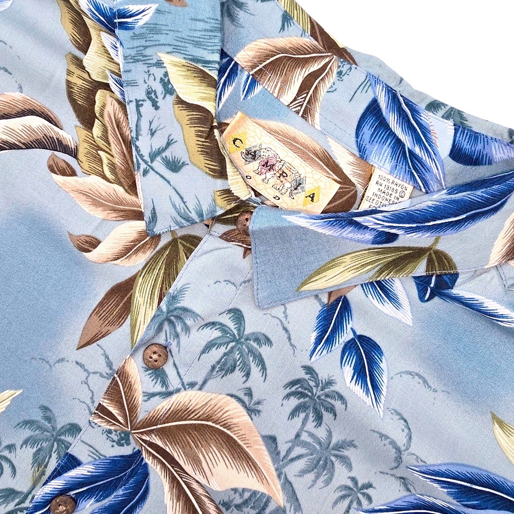 VTG Campia Moda Easy Care Cayman Blue Tropical Print Short Sleeve Shirt Size XXL